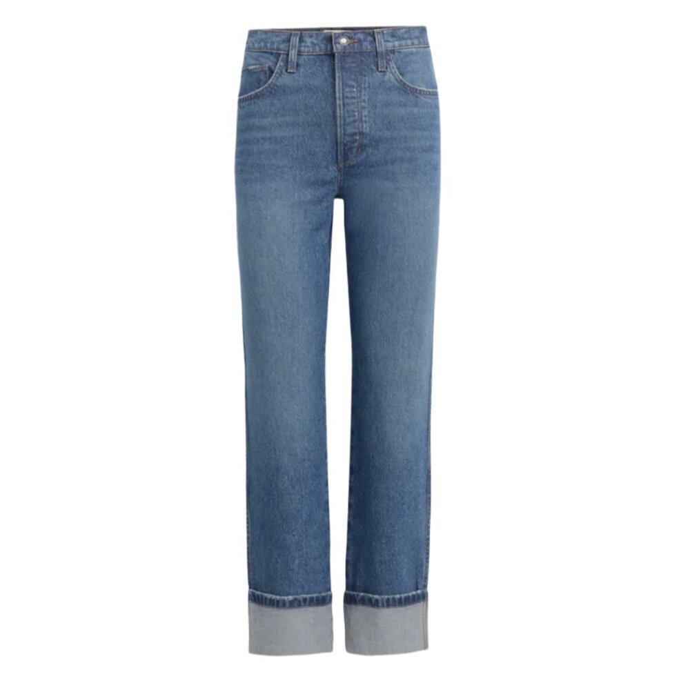 NWT Favorite Daughter Valentina Cuffed Super High Rise Straight Jeans